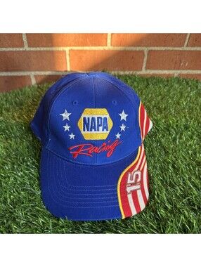 VTG Rare Napa NASCAR # 15 Adjustable Strap American Flag Hat
